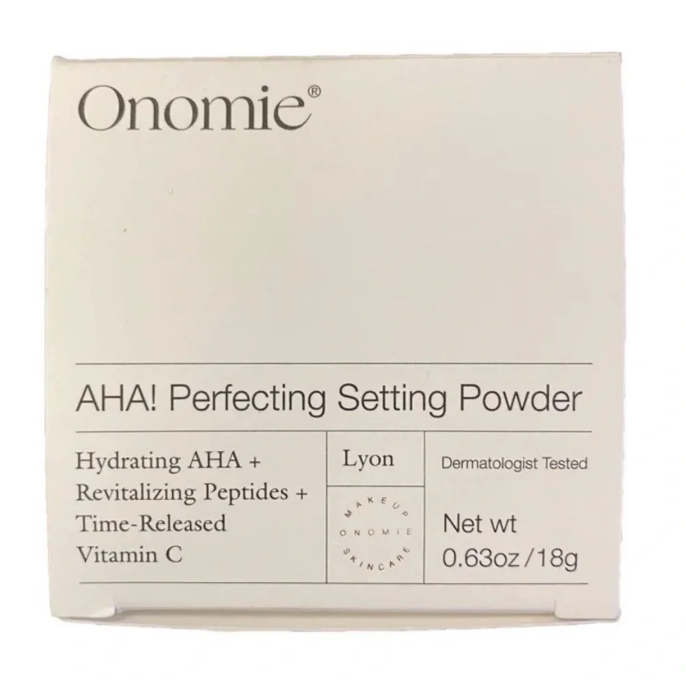 Onomie AHA! Perfecting Setting Powder Lyon, puff mirror compact sealed 18g
